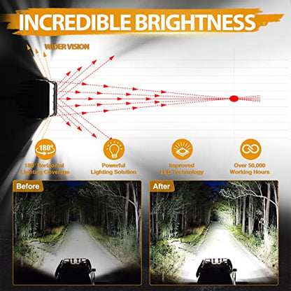 LED Pods, 2Pcs 4 Inch 96W Dually Side Shooter LED Fog Lights Off Road Spot Flood Combo Driving Cubes Light Pods Triple Row Ditch Lights Bar for Trucks ATV UTV SUV Boat Motorcycle - size: 4 Inch
