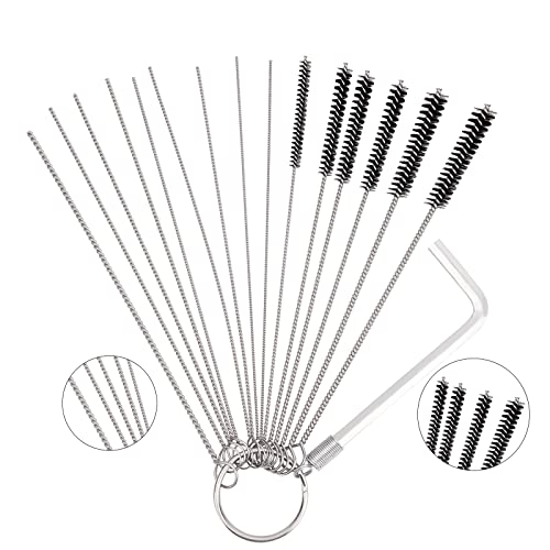 Road Passion Set of 1 Carburetor Carbon Dirt Jet Remove Cleaner 9 Cleaning Needles + 6 Nylon Brushes Tool Kit +1 Throttle Wrench Kit for Motorcycle ATV Moped Welder Carb Chainsaw Spray Guns Torch Tips