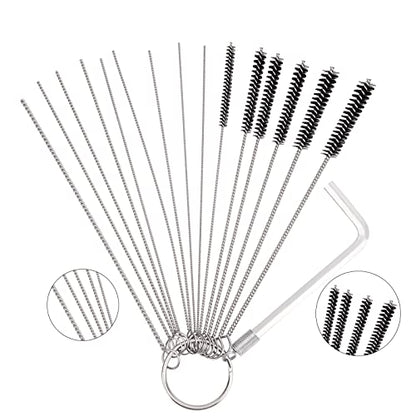 Road Passion Set of 1 Carburetor Carbon Dirt Jet Remove Cleaner 9 Cleaning Needles + 6 Nylon Brushes Tool Kit +1 Throttle Wrench Kit for Motorcycle ATV Moped Welder Carb Chainsaw Spray Guns Torch Tips