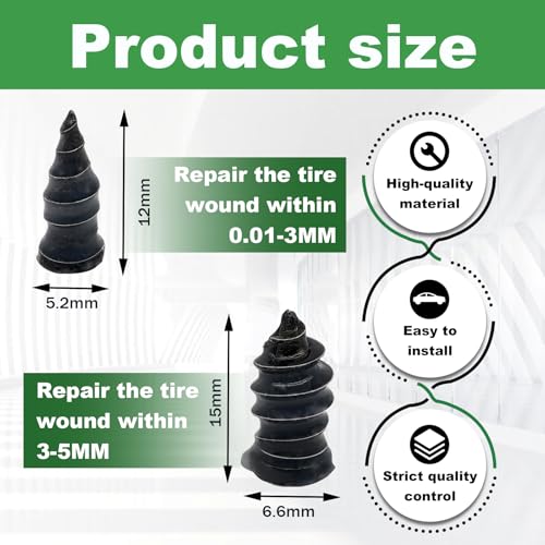 Tire Repair Rubber Nail, Spiral Rubber Nails & Screw Plugs Tire Repair Kit Self-Service Vacuum Tire Puncture Repair Tool for Car, Motorcycle, Truck, Tractor, Jp -Reliable Tire Repair (20Pcs) - size: 20Pcs