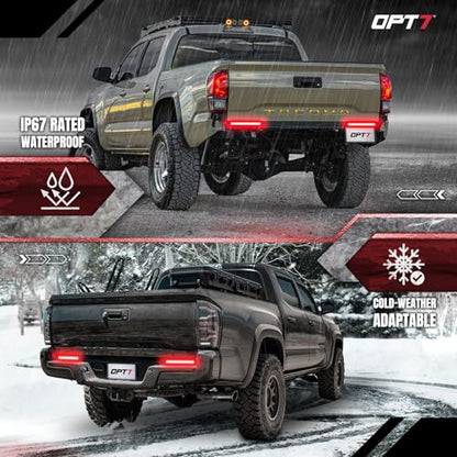OPT7 2PCS 15” LED Trailer Tail Light Bar w/Red Turn Signal, Brake Light, DRL, IP67 Waterproof Rigid Aluminum Safety Light Strip for Pickup RV Van Utility - Work Truck Decorations