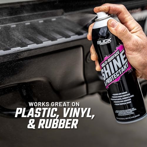 Slick Products Shine & Protectant Spray 17.35 FL OZ. - High Gloss Clear Coating Renew Vinyl, Plastic, Rubber, Trim, Tire, Car, Truck, Motorcycle, Dirt Bike (12-Pack) - size: 17.35 Fl Oz (Pack of 12)