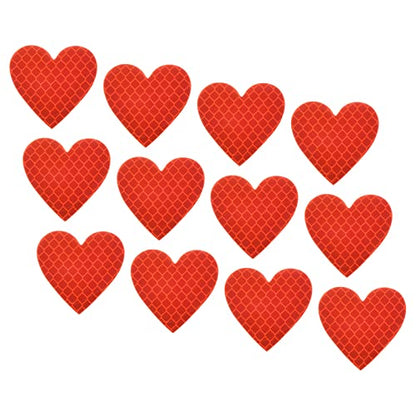 PATIKIL Reflective Stickers, 12 Pack 1.61 x 1.57 Inch Waterproof Adhesive High Visibility Night Caution Warning Heart Shape Safety Tape Reflector for Trucks Trailers Cars, Red - color: Red
