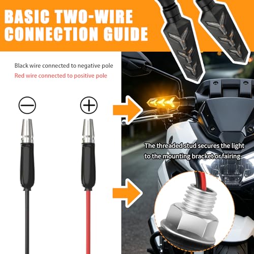 4PCS Y Shape Motorcycle Turn Signals LED,12V Motorcycle Blinkers | Flowing Motorcycles Front Turn Signals,Amber LED Lights,Universal Fits Motorbike Scooter Off Road