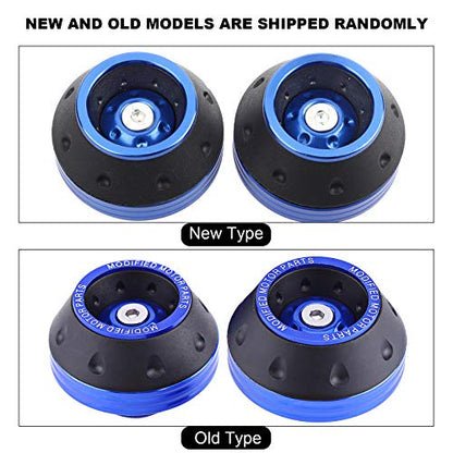 CNC Aluminum Motorcycle Front Fork Frame Sliders, Wheel Crash Protector Motorbike Falling Universal for Motorcycles Motorbikes Moped Scooters(Blue)