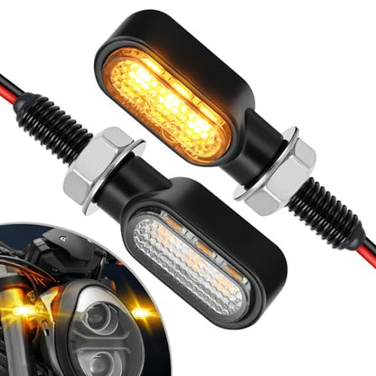 Benlari 2Pcs Motorcycle Mini Led Turn Signals with Running Lights, Front & Rear Turn Signal Brake Light 12V Fit for Harley Honda Suziki Yamaha Kawasaki (Clear) - color: Clear