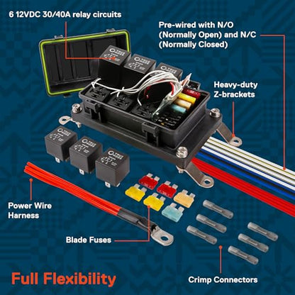 True MODS 12V DC Wireless 6 Gang Switch Panel Controller Kit [USB-C Rechargeable] Universal Pre-Wired Waterproof Fuse Relay Switch Box Aux Control for Automotive Vehicle Car Marine Boat Jeep UTV RV - style: Prewired Fuse/Relay Kit + Switch Box