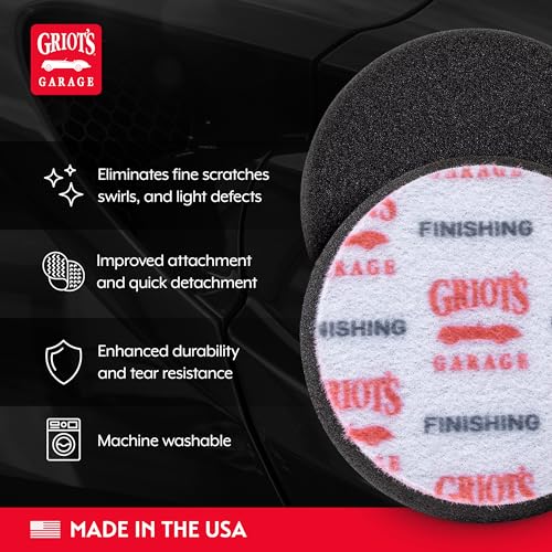 Griot's Garage 3" Black Foam Finishing Pads for Car Polishing and Detailing, Buffing Pads for Paint Correction and Sealant Application, 11274, Set of 3 - style: 3" (Set of 3)