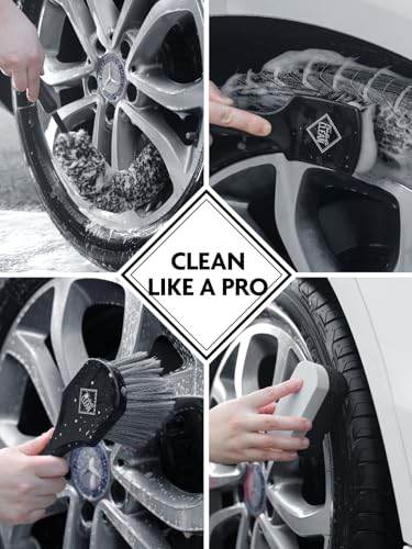 Fantasticlean 6PCS Car Wheel Brush Kit, Tire Brush for Cleaning Tires, Soft Rim Brush, Bendable Wheel Cleaner Brush, Double-Ended Detailing Brush, Applicator Pads, Wheel Brushes for Cleaning Wheels - size: 6PCS-WDK001