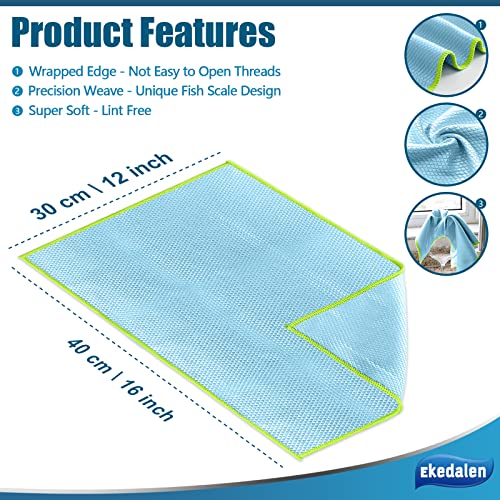 Microfiber Cleaning Cloth Lint Free Glass Cleaner Window Polishing Streak Free Miracle Easy Clean Rag Reusable for Mirror Kitchen Dish Auto Detailing,Pack of 8, 12'' x 16'', Light Blue - color: Light Blue, 12 X 16 Inch