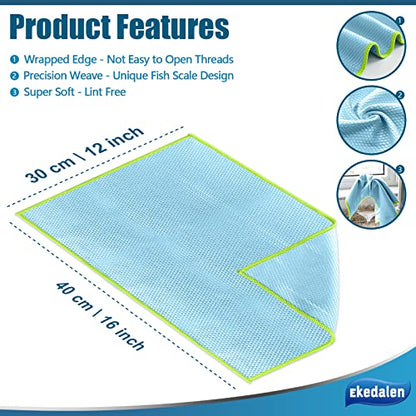 Microfiber Cleaning Cloth Lint Free Glass Cleaner Window Polishing Streak Free Miracle Easy Clean Rag Reusable for Mirror Kitchen Dish Auto Detailing,Pack of 8, 12'' x 16'', Light Grey - color: Light Grey, 12 X 16 Inch