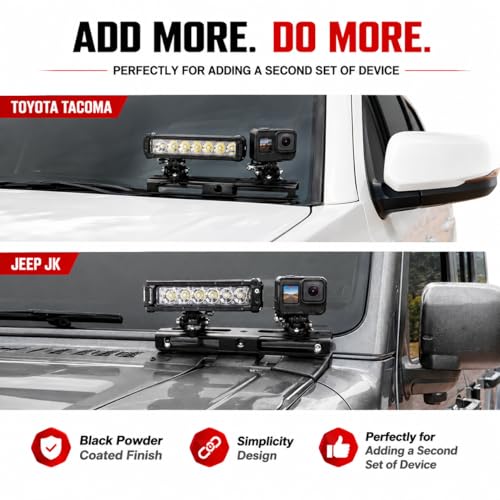 2PCS Ditch Light Bracket Extensions Heavy Duty A-Pillar LED Pod Mounts | Universal Light Mount Extension for Most Ditch Light Brackets, Steel Cowl Pod Light Mounting Brackets for SUV Trucks Vehicles - color: Ditch Light Bracket Extensions