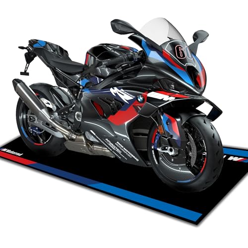 Motorcycle Mat for Garage 79x31 Inches Pit Garage Floor Mat Oil Absorbent Pad PVC Rubber Backing Layer Protects Floor from Spills, Drips, Splashes and Stains Washable - BMW Motorcycle - color: Style 5