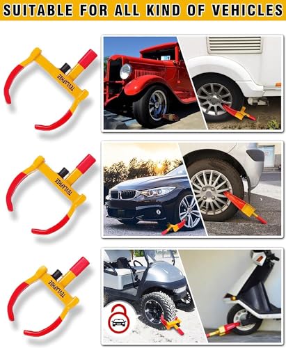 Tevlaphee Anti-Theft Wheel Lock Set, 8 Keyed Alike, Red-Yellow Color, Fits 11.8 Inch Tires, Easy Installation - color: Red-yellow-4 Pack