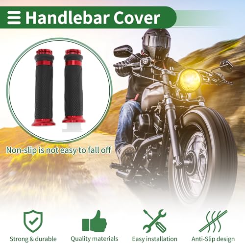 7/8" 22mm 15/16" 24mm Motorcycle Hand Grips Cover Kit Non Slip Aluminum Alloy Rubber Handlebar Hand Grips for Motorcycle Scooter Bicycle ATV Red 1Set - color: Red