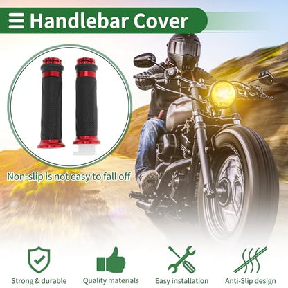 7/8" 22mm 15/16" 24mm Motorcycle Hand Grips Cover Kit Non Slip Aluminum Alloy Rubber Handlebar Hand Grips for Motorcycle Scooter Bicycle ATV Red 1Set - color: Red