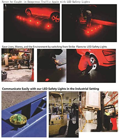3 Pack LED Road Flares Roadside Flashing Emergency Lights Beacon with Magnetic Base for Vehicle and Outdoor Sports.(Blue) - color: Blue