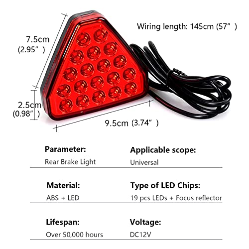 Rear Brake Light Rear Tail Lamp Car Warning Light LED Motorcycle Strobe Light Flash Brake Lamp for Safe Driving Super Bright Waterproof 19 LED DC12V