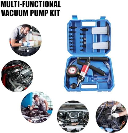 23PCS Brake Bleeder Kit Handheld Vacuum Pump Tester with Adapters and 2 Reservoir Bottles Automotive Brake for Car Truck Motorcycle (Blue) - color: 1-blue