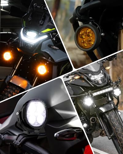 3.5 Inch LED motorcycle auxiliary headlight Amber/white two-tone LED fog lights with 9 modes Includes wiring harness and bracket Compatible for motorcycles, SUV, Truck, ATV - size: Pair 3.5 inch