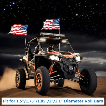 VAZESWIN 2PCS Thickened UTV Whip Light Mount, Solid Aluminium Alloy UTV Flag Mount, Heavy Duty Light Bar Mounting Bracket 360° Rotation Adjustable Roll Bar Clamp for 1.5"/1.75"/1.85"/2"/2.1" Roll Cage