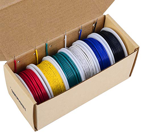TUOFENG 18 awg Solid Wire-18 Gauge Tinned Copper Wire, PVC (OD: 1.88 mm) -6 Different Colored 20 ft / 6 m Each,Jumper Wire- Hook up Wire Kit - size: 18 AWG PVC Solid Wire 6 Colors 20ft Each