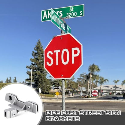 Hicarer 1 Pcs Street Sign 4-Way Cross Piece for Street Name Sign 5 1/2", Flat, No Adjustment, Heavy Duty Mounting Bracket - style: 4-way