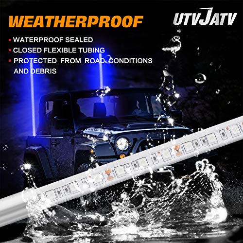 3ft LED Whip Blue Lights Waterproof Flag Pole Safety Antenna with Flag for Can Am Maverick X3 Sand Dune Buggy UTV ATV 2020 Polaris RZR XP 4X4 Offroad Truck 4 Wheels - 1PCS - color: Blue, size: 3FT 1PC LED whip light