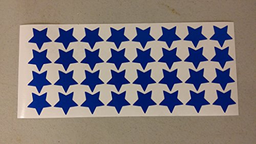 LiteMark Reflective Blue 1 Inch Stars Sticker Decals for Helmets, Bicycles, Strollers, Wheelchairs and More - Pack of 36 - color: Light Blue
