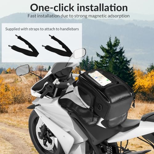 Motorcycle Tank Bag Universal Waterproof Oxford Fabric with Strong Magnetic，Magnetic Tank Bag, fits Harley Davidson, Indian, Honda, Yamaha, Suzuki and more - size: 10L