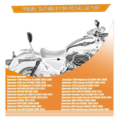 Kinglemc Sissy Bar backrest Luggage Rack for Harley Sportster XL883 XL1200 883 1200 Iron Superlow with Lock with Docking Hardware (Chrome) - color: Chrome