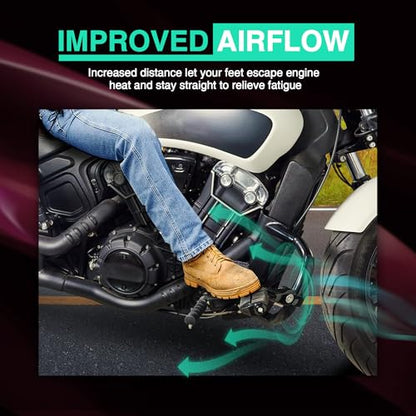 Adjustable Motorcycle Short Armed Highway Pegs Footpegs Foot Rest For 1.25" Engine Guard Crash Bars Compatible with Harley Touring Street Glide Road King Electra Glide Softail Dyna