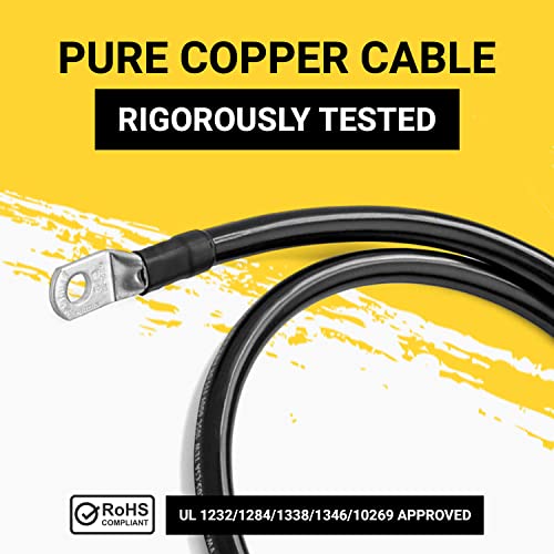 Spartan Power Black 1 Foot, Battery Cable, Negative Only 5/16" M8 Made in USA - color: 1/0 AWG-BLACK-5/16", size: 1-FT