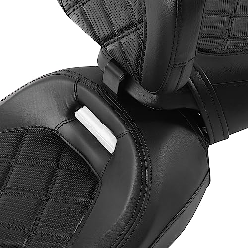 SLMOTO Motorcycle Low-Profile Passenger Rieder Seat, Rider Sissy Bar Backrest Pad Passenger Sissy Bar For Harley Touring CVO Road King Street Glide Road Glide Electra Glide 2014-2023 Black Black - color: Style B Black Seat + Rider Backrest + SP