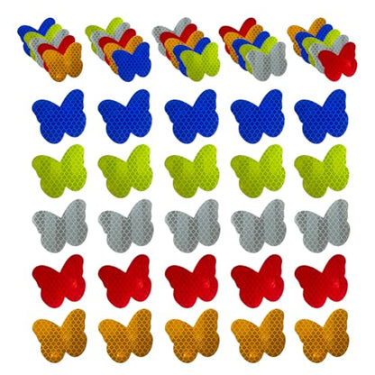 50pcs Warning Butterfly-Shaped Reflective Decals, Waterproof Reflector Tapes Safety Stickers for Night Visibility on Motorcycle, Bicycle, Car