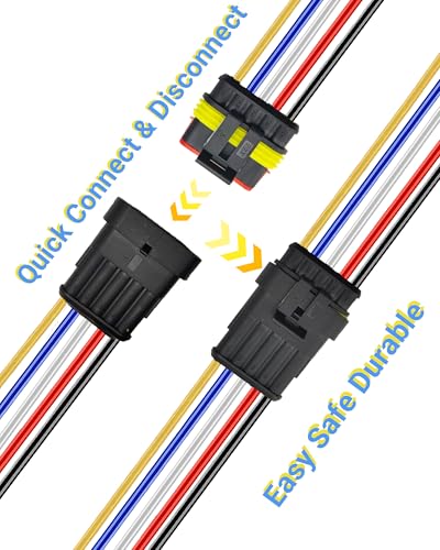 14 AWG 5 Pin Waterproof Connector, 5 Wire Automotive Waterproof Electrical Connectors, 14 Gauge Male and Female Way Connectors Harness 12V Quick Connect for Car Truck Boat Motorcycle -3 Pack - size: 5 Pin