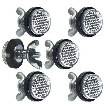 White Reflector Motorcycle License Plate Bolts and Nuts - color: White