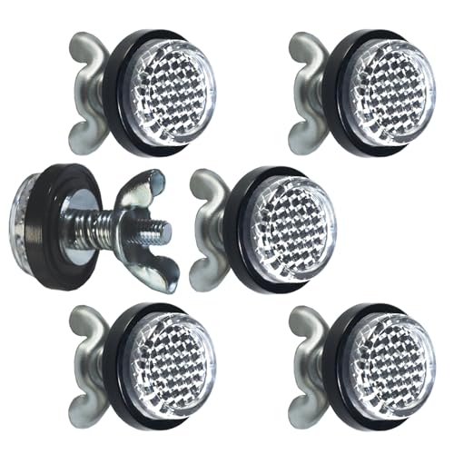 White Reflector Motorcycle License Plate Bolts and Nuts - color: White