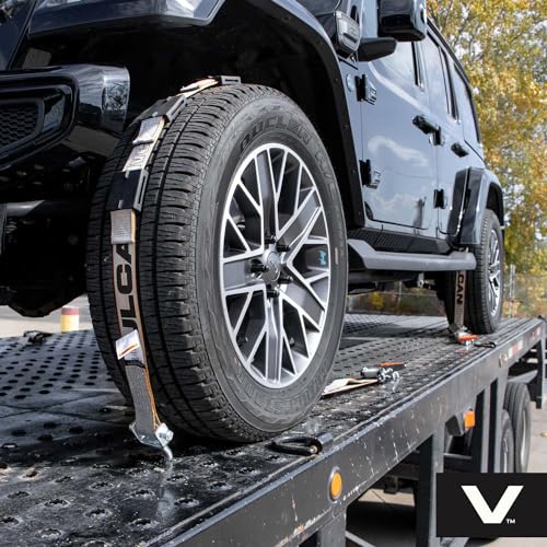 VULCAN Autohauler Car Tie Down - Rolling Idler 3-Cleat - 120 Inch - 4 Pack - Silver Series - 3,300 Pound Safe Working Load - size: Silver Series