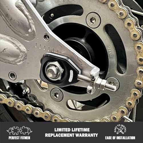 Canitu Black Rear Chain Adjusters,Motorcycle Billet Rear Axle Blocks Swingarm Spool Tensioner Tension Adjuster Accessories for Honda CRF110 2013-2024 - color: BLACK