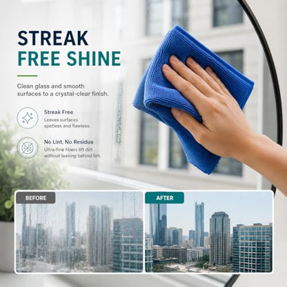 Microfiber Cleaning Cloths 15"x15" – Lint-Free Multi-Surface Household Cleaning Cloths, Highly Absorbent Reusable Microfiber Towels for Kitchen, Glass, Bathroom, Car & Home – 10 Pack - size: 10 Pack