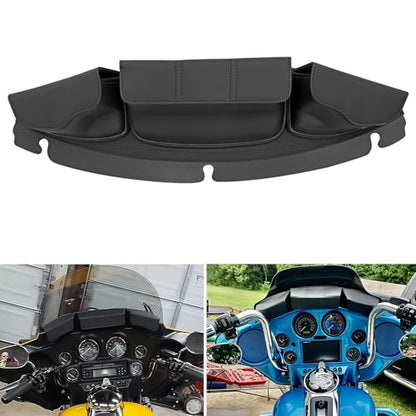 H RUO 3 Pocket Windshield Bag Batwing Fairing Bag Pouch Fit for Harley Touring Street Glide Electra Glide Tri Glide Ultra Limited FLHX FLHXST FLHXS 2014-2024