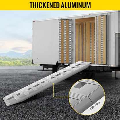 VEVOR Aluminum Ramps, 6000 lbs, Heavy-Duty Ramps with Top Hook Attaching End, Universal Loading Ramp for Motorcycle, Tractor, ATV/UTV, Trucks, Lawn Mower, 60" L x 12" W, 2Pcs - size: 6000lbs