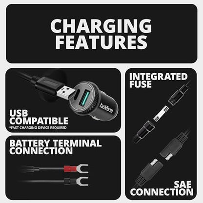 Tackform Aluminum Chrome Motorcycle Perch/Brake/Clutch Reservoir Adventure Phone Mount - Vibration Dampening and Wireless Charging | 3.5” Arm | Compatible with Harley-Davidson, Gold Wing, More - color: Chrome