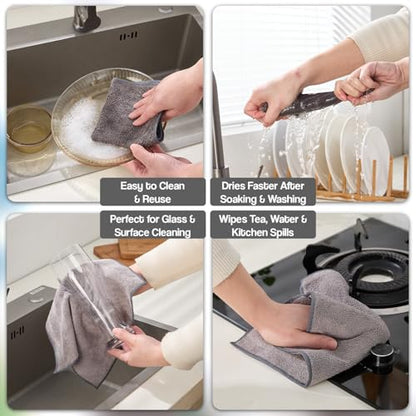 Microfiber Cleaning Cloth 12 Pack, 12x12 Inch Lint Free Streak Free Towels, Ultra Absorbent Cleaning Rags for Cars, Auto Detailing, Kitchen & Windows (12, Grey) - color: Grey