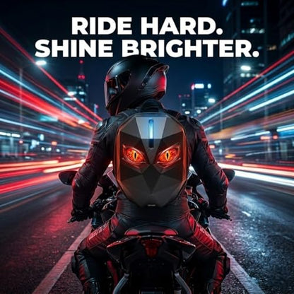 Motorcycle Helmet Backpack, Expandable Hard Shell LED Backpack with Programmable Screen, Water-Resistant Riding Bag & Laptop Daypack for Men, App Controlled DIY Display for Night Safety