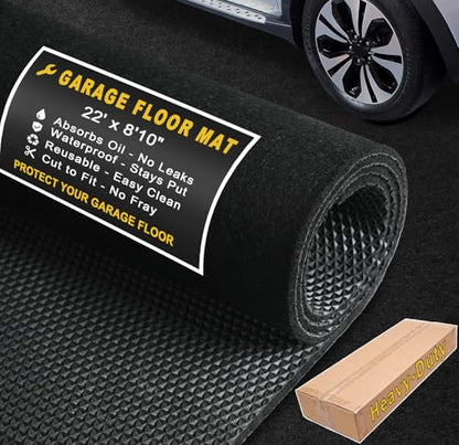 Extra-Large Garage Mat 22' x 8'10" - Durable Oil Mat for Garage Mats for Floor Under Car, Washable Garage Rug, Absorbent Floor Mats with Waterproof Liner, Garage Carpet, Oil Change Mats, Car Rug - size: 8'10" x 22' (Rectangular)