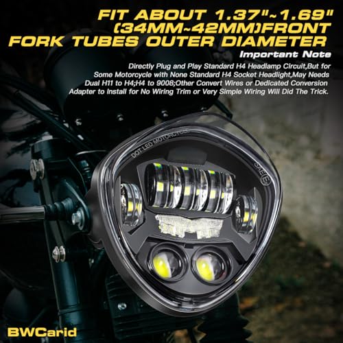 7 Inch LED Motorcycle Headlight DOT Approved With DRL Demon Eye Hi/Low Beam Headlamp with Clamp Mount Bracket Fit 1.37-1.69 Inch Fork for Cafe Racer Chopper Bobber Scrambler Motorcycle - size: 7in C3 Motorcycle Headlight with DRL Triangle
