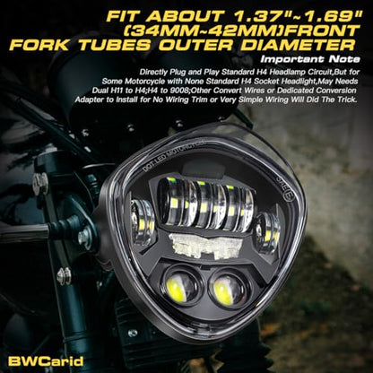 7 Inch LED Motorcycle Headlight DOT Approved With DRL Demon Eye Hi/Low Beam Headlamp with Clamp Mount Bracket Fit 1.37-1.69 Inch Fork for Cafe Racer Chopper Bobber Scrambler Motorcycle - size: 7in C3 Motorcycle Headlight with DRL Triangle