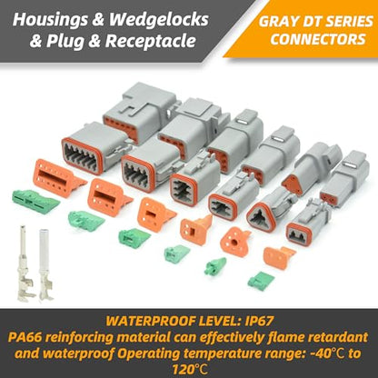 216 PCS DT Connector Kit with Ratcheting Wire Crimper for Deutsch Connector, 2 3 4 6 8 12 Pin Connectors Automotive Electrical Connectors With Size 16 Stamped Contacts & Accessories